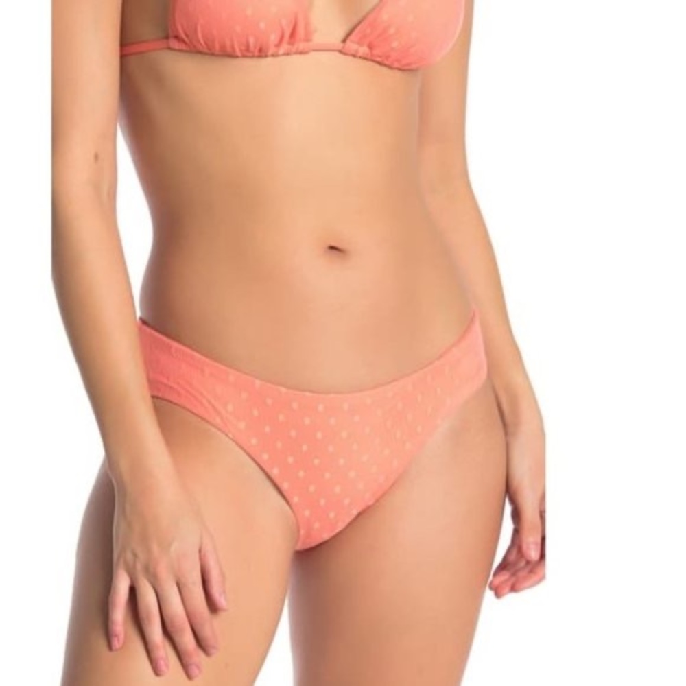 Becca | coral mesh polka dot ruched preppy cheeky hipster bikini bottom